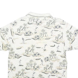 SUN CASUALS Mens White Golf Scene Print Short Sleeve Polo Shirt M Casual