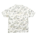 SUN CASUALS Mens White Golf Scene Print Short Sleeve Polo Shirt M Casual
