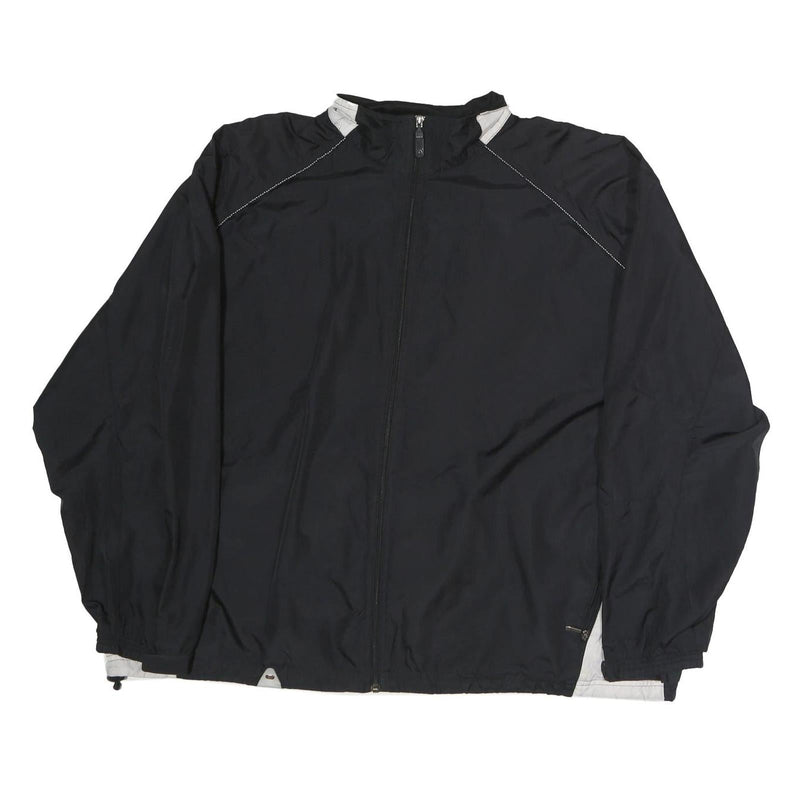 STARTER Womens Black & White Zip Jacket XL Polyester Plain Lightweight Casual