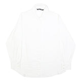 ZARA Mens White Plain Shirt M Cotton Blend Classic Button Collar Long Sleeve