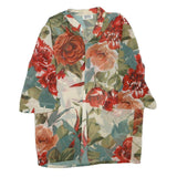FRANCO BEETLE Womens Floral Print Short Sleeve Collar Top S Summer Casual
