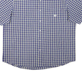 CHAPS Mens Blue & Cream Check Short Sleeve Shirt 2XL Cotton Blend Casual Button