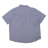 CHAPS Mens Blue & Cream Check Short Sleeve Shirt 2XL Cotton Blend Casual Button