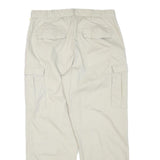 Beige Mens Cotton Blend Regular Cargo Trousers W34 L28 Casual Workwear Zip