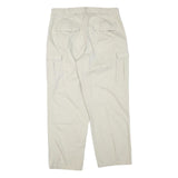 Beige Mens Cotton Blend Regular Cargo Trousers W34 L28 Casual Workwear Zip