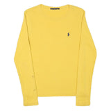 RALPH LAUREN SPORT Mens Yellow S Long Sleeve Crew Neck Logo Embroidered