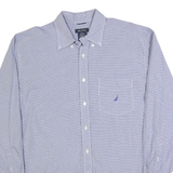 NAUTICA Mens Blue Pattern Shirt XL Cotton Blend Classic Button-Down Long Sleeve