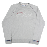 FILA Mens Grey Crew Neck M Cotton Sweatshirt Branded Casual Lightweight