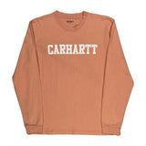 Carhartt Spellout Long Sleeve T-Shirt - Large Orange Cotton