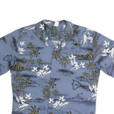 PALM WAVE HAWAII Mens Blue Hawaiian Shirt M Tropical Cotton Casual Summer Beach