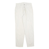MAC Womens Linen Blend White Regular Fit Straight Leg Trousers W28 L30 Stylish