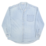 WARNER BROS Mens Blue Denim Shirt XL Cartoon Characters Button Up Long Sleeve