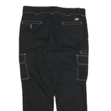 DICKIES Mens Cotton Black Regular Cargo Trousers W36 L30 Workwear Zip Closure