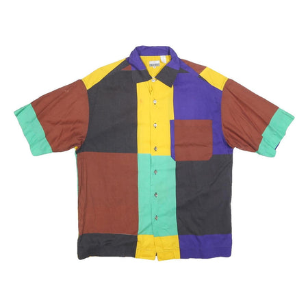 PAUL SMITH Mens Colourblock Cotton Shirt M Button Front Short Sleeve Casual
