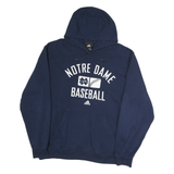 ADIDAS Mens Navy Blue Notre Dame Baseball Pullover Hoodie L Cotton Sports