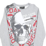 PHILIPP PLEIN Womens Grey Cotton Blend Mini Dress Skull Print Long Sleeve M