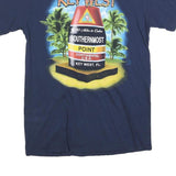 GILDAN Mens Navy Blue Key West Graphic T-Shirt S Short Sleeve Crew Neck Vacation