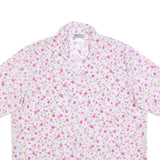 DAMART Womens White & Pink Floral Sports Shirt Short Sleeve Collared UK 20