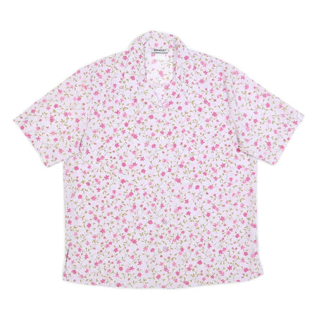 DAMART Womens White & Pink Floral Sports Shirt Short Sleeve Collared UK 20