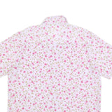 DAMART Womens White & Pink Floral Sports Shirt Short Sleeve Collared UK 20