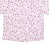 DAMART Womens White & Pink Floral Sports Shirt Short Sleeve Collared UK 20