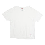 LEVI'S Mens White V-Neck T-Shirt XL Cotton Plain Casual Essential