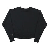 CHAMPION Womens Black Crew Neck M Cotton Blend Sweatshirt Logo Pullover