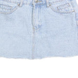 EDIKTED Womens Blue Denim Mini Cotton Blend Skirt XS Casual Summer Fashion