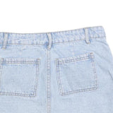 EDIKTED Womens Blue Denim Mini Cotton Blend Skirt XS Casual Summer Fashion