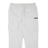 H&M Mens White Polyester Blend Relaxed Cargo Trousers W36 L28 Drawstring Pockets