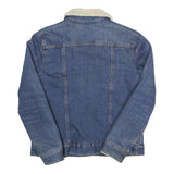 LEVI'S Womens Blue Denim Sherpa Collar Jacket M Cotton Button Closure Casual