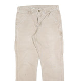 CARHARTT Mens Cotton Blend Beige Relaxed Straight Trousers W32 L30 Workwear Zip