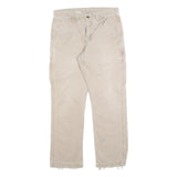 CARHARTT Mens Cotton Blend Beige Relaxed Straight Trousers W32 L30 Workwear Zip