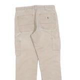 CARHARTT Mens Cotton Blend Beige Relaxed Straight Trousers W32 L30 Workwear Zip