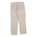 CARHARTT Mens Cotton Blend Beige Relaxed Straight Trousers W32 L30 Workwear Zip