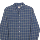 LEVI'S Mens Blue Check Shirt S Cotton Blend Casual Long Sleeve Button Closure