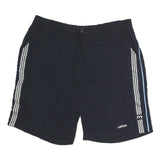 ADIDAS Mens Casual Shorts Black & Blue XL W38 Polyester Plain Drawstring Pockets