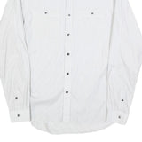 REISS Mens White & Grey Cotton Blend Shirt S Classic Long Sleeve Button Pocket