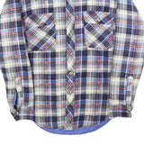 BUD BERMA Lined Mens Blue & White Check Shirt S Button Front Casual Cotton Blend