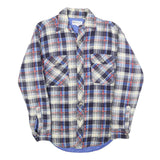 BUD BERMA Lined Mens Blue & White Check Shirt S Button Front Casual Cotton Blend
