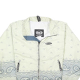 LOUIS GARNEAU Womens Cream & Grey Paisley Zip Nylon Jacket S Woven Casual