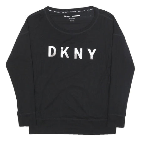 DKNY Womens Black Printed Top Long Sleeve Crew Neck XS Casual Comfort