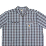 CARHARTT Mens Blue & Brown Check Shirt 2XL Short Sleeve Button Front Casual