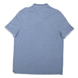 NAUTICA Mens Blue Cotton Blend Short Sleeve Plain L Polo Shirt Nautical Sailing