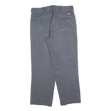 DICKIES Mens Relaxed Grey Cotton Blend Zip Trousers W35 L30 Workwear Casual