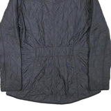 BARBOUR Womens Black Quilted Jacket UK 12 Polyester Blend Button Closure Long