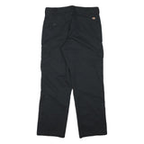 DICKIES Mens Black Cotton Blend Regular Straight Trousers W34 L29 Workwear