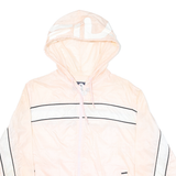 FILA Womens Pink & White Zip Hooded Nylon Jacket L Lightweight Sportswear