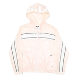 FILA Womens Pink & White Zip Hooded Nylon Jacket L Lightweight Sportswear