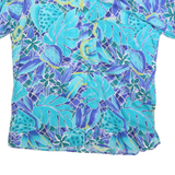 IZOD Womens Blue & Purple Pattern Shirt S Cotton Blend Casual Tropical Print